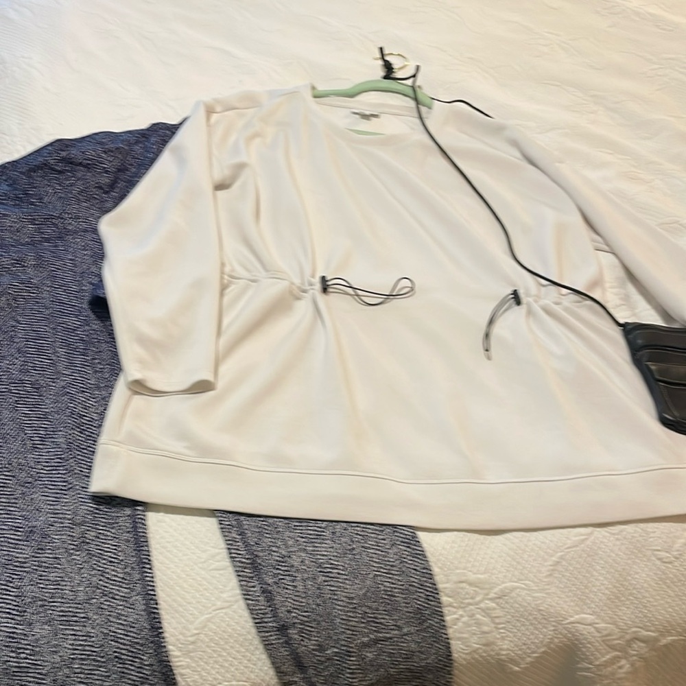 White Drawstring Sweatshirt